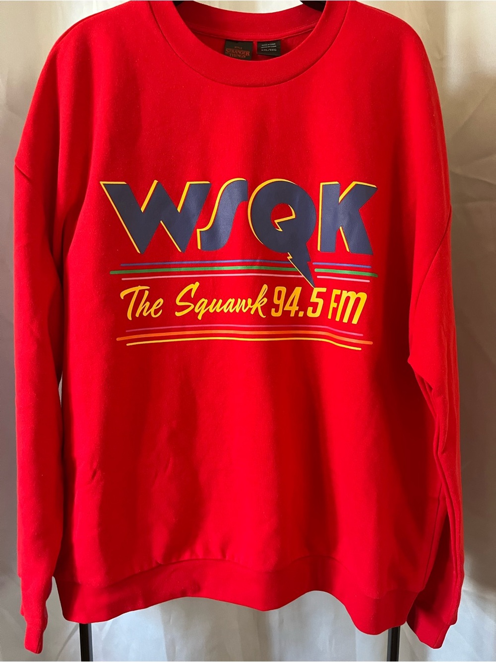Men's Stranger Things WSQK The Squawk 94.5 FM Fleece Pullover Sweatshirt